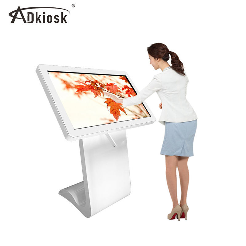 Het witte Interactieve LEIDENE van de de Vloertribune van de Touch screenkiosk 49inch 180W Scherm Android OS